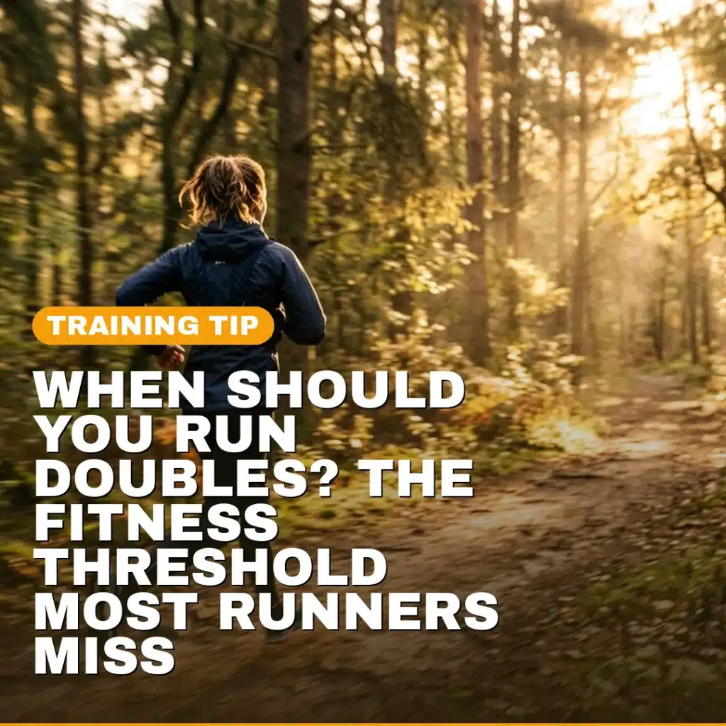 Runner on trail at golden hour — Running Doubles training guide