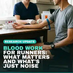 Runner having blood drawn at home with the headline Blood work for runners: what matters and what's just noise
